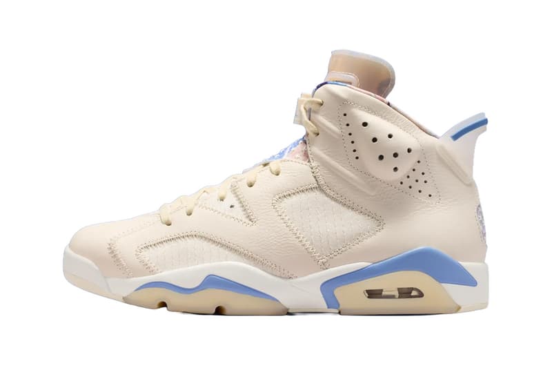 Chaussure de sport beige et bleu de style Air Jordan 6