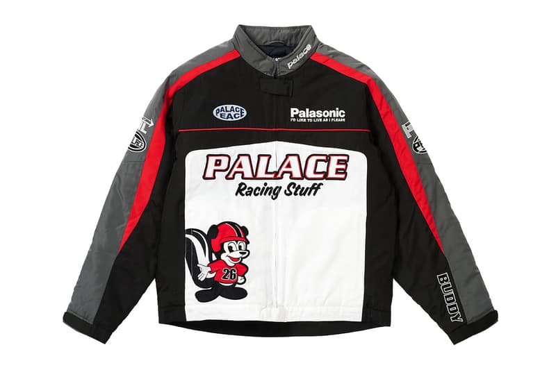Veste de course Palace avec logo et motifs rouges et noirs.